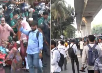 পুলিশের বাধা শিক্ষক পদযাত্রায়, সাউন্ড গ্রেনেড নিক্ষেপ