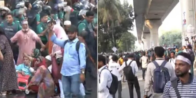 পুলিশের বাধা শিক্ষক পদযাত্রায়, সাউন্ড গ্রেনেড নিক্ষেপ