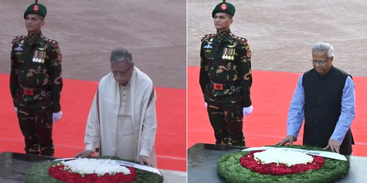 রাষ্ট্রপতি ও প্রধান উপদেষ্টার শ্রদ্ধা শহীদ বুদ্ধিজীবী স্মৃতিসৌধে