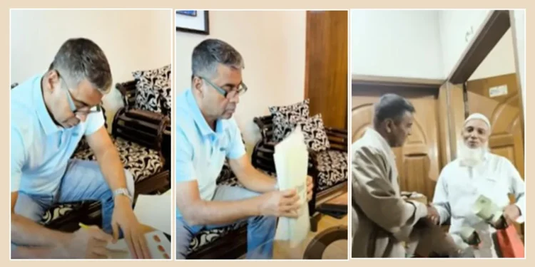 ঘরে ঘরে চিরকুট দিচ্ছেন বিএনপি প্রার্থী