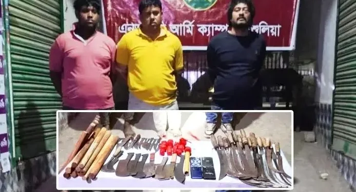 বিপুলসংখ্যক দেশীয় অস্ত্রসহ সাবেক যুবদল নেতাসহ আটক ৩