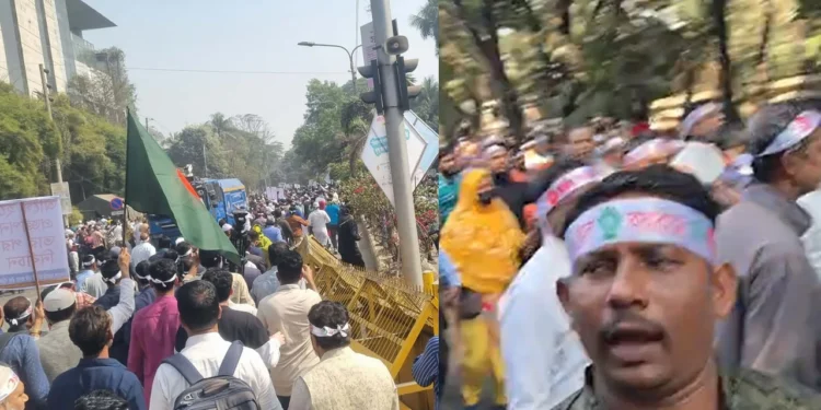 ৯ম পে-স্কেলের গেজেট দাবিতে যমুনা অভিমুখে সরকারি চাকরিজীবীরা