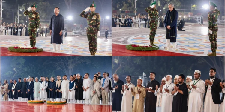 শ্রদ্ধায় সিক্ত কেন্দ্রীয় শহীদ মিনার