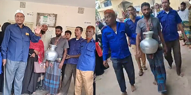 মাকে মারধর করা ছেলের গলায় পানিভর্তি কলসি ঝুলিয়ে ঘোরালেন চেয়ারম্যান