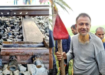 দিনাজপুরে ভাঙা রেললাইন দেখে কলার মোচা উঁচিয়ে ট্রেন থামালেন বৃদ্ধ শ্রমিক