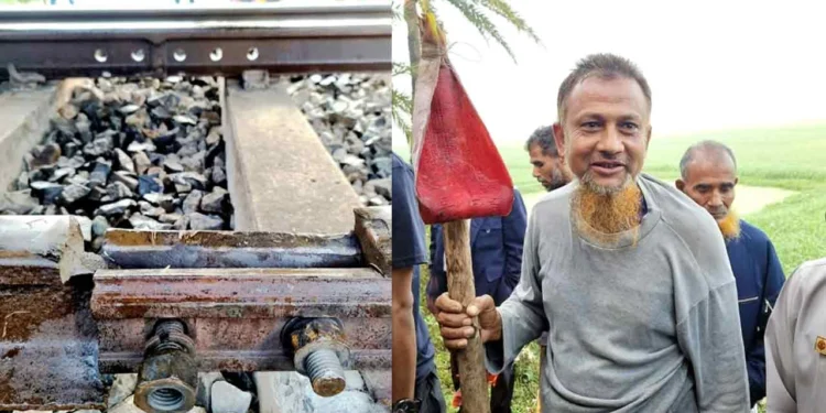দিনাজপুরে ভাঙা রেললাইন দেখে কলার মোচা উঁচিয়ে ট্রেন থামালেন বৃদ্ধ শ্রমিক