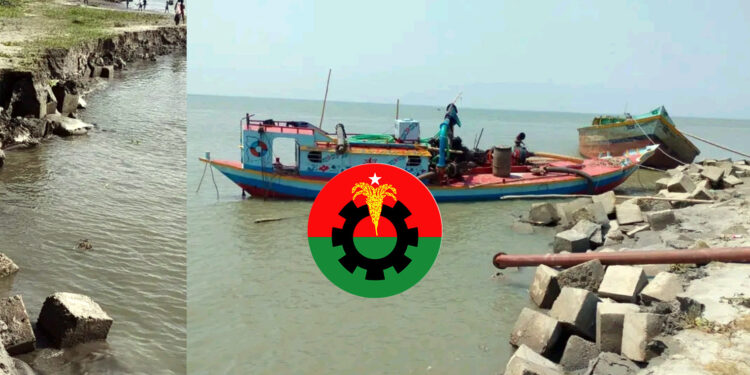 হাইমচরে বিএনপি নেতাদের নেতৃত্বে অবৈধ বালু লুটের অভিযোগ: ভাঙন আতঙ্ক