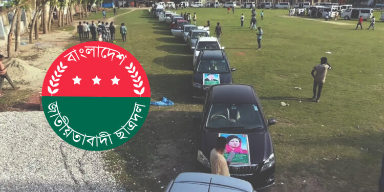 জ্বালানি সংকটের মধ্যেই অর্ধশত গাড়ি নিয়ে ছাত্রদল নেতার শোডাউন