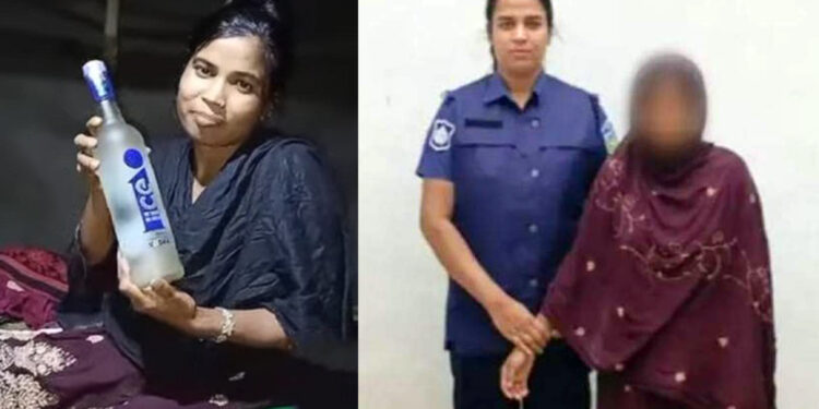 মদের বোতল হাতে টিকটক, পুলিশের জালে তরুণী