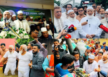 জামায়াত আমিরের সাথে বন্যার পানিতে নেমে নজর কাড়লেন ডাকসু জিএস ফরহাদ