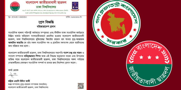 ফেসবুকে সরকারের সমালোচনা, ঢাবি ছাত্রদল নেতা আজীবন বহিষ্কার