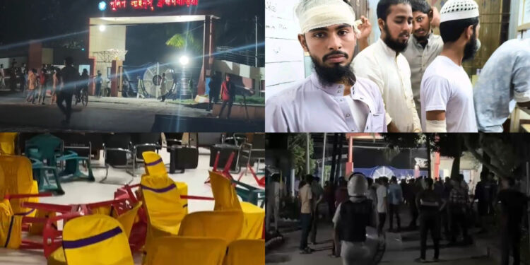 ব্রাহ্মণবাড়িয়ায় উচ্চস্বরে গান বাজানো নিয়ে পুলিশের সঙ্গে মাদ্রাসাছাত্রদের সংঘর্ষ, আহত ৩০
