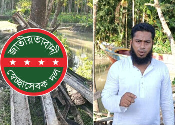খাল থেকে ব্রিজের বীমের লোহা তুলে নিলেন স্বেচ্ছাসেবকদল নেতা, ৪ গ্রামের যাতায়াত বন্ধ