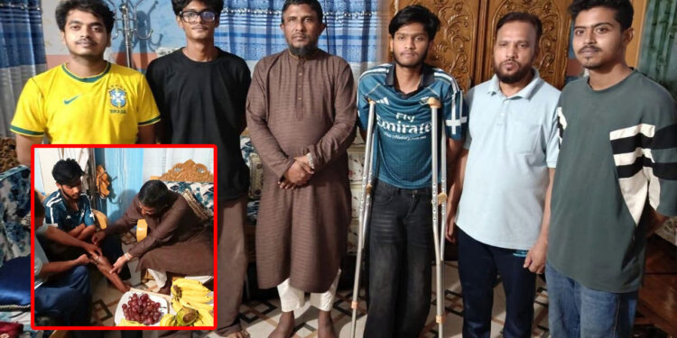 জুলাই যোদ্ধা নাবিলকে দেখতে রায়েরবাগে জামায়াত এমপি কামাল হোসেন