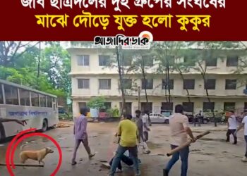 লাঠি-সোটা নিয়ে জগন্নাথ বিশ্ববিদ্যালয় ছাত্রদলের দুই গ্রুপের সংঘর্ষের মাঝে ঢুকে গেলো কুকুর