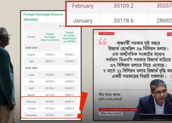 ২৬ নয়, অন্তর্বর্তী সরকার ৩৫ বিলিয়ন ডলার রিজার্ভ রেখে গিয়েছিল