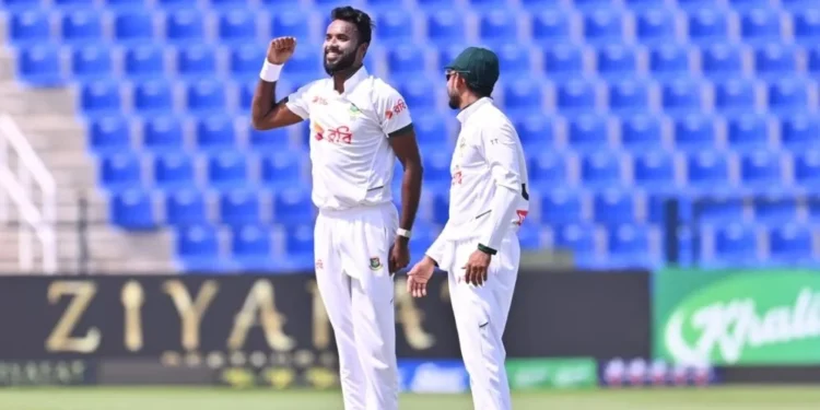 হাসানের হ্যাটট্রিক ও এবাদতের দাপটে ১০৬ রানের লিড পেল বাংলাদেশ