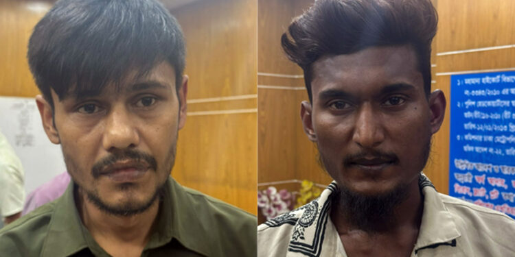 পুলিশের সংকেত অমান্য করে পালানোর চেষ্টা, অস্ত্রসহ গ্রেপ্তার অরিন ও শান্ত